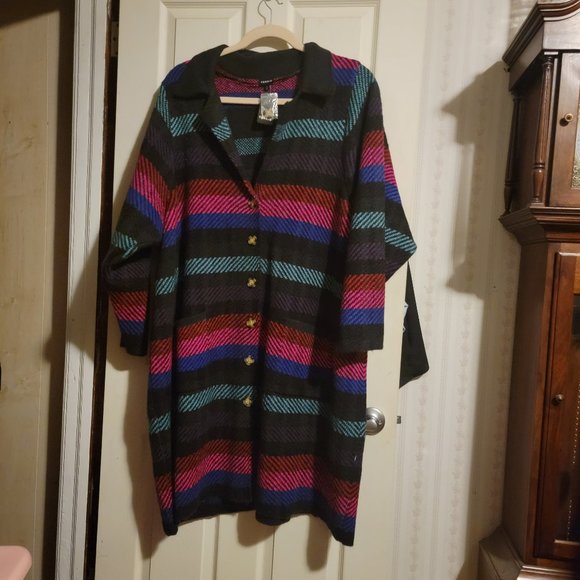 Torrid Multi-Plaid Coatigan Button Down Sweater Size 5 (28) - Picture 1 of 11